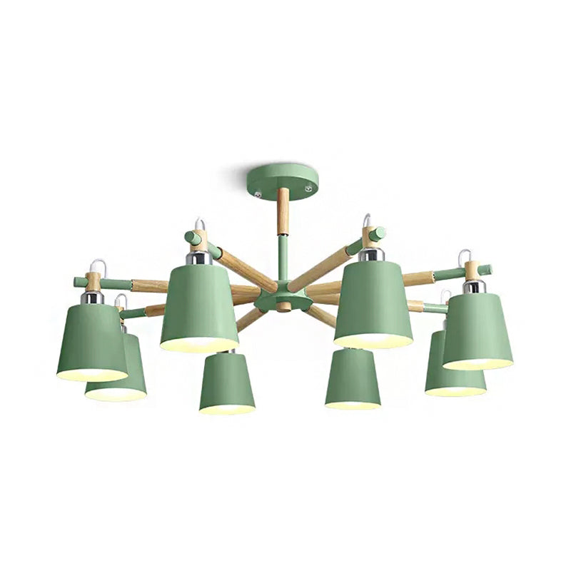 8-Head Metal Chandelier: Stylish Bucket Shape, Ideal for Living Room and Restaurant