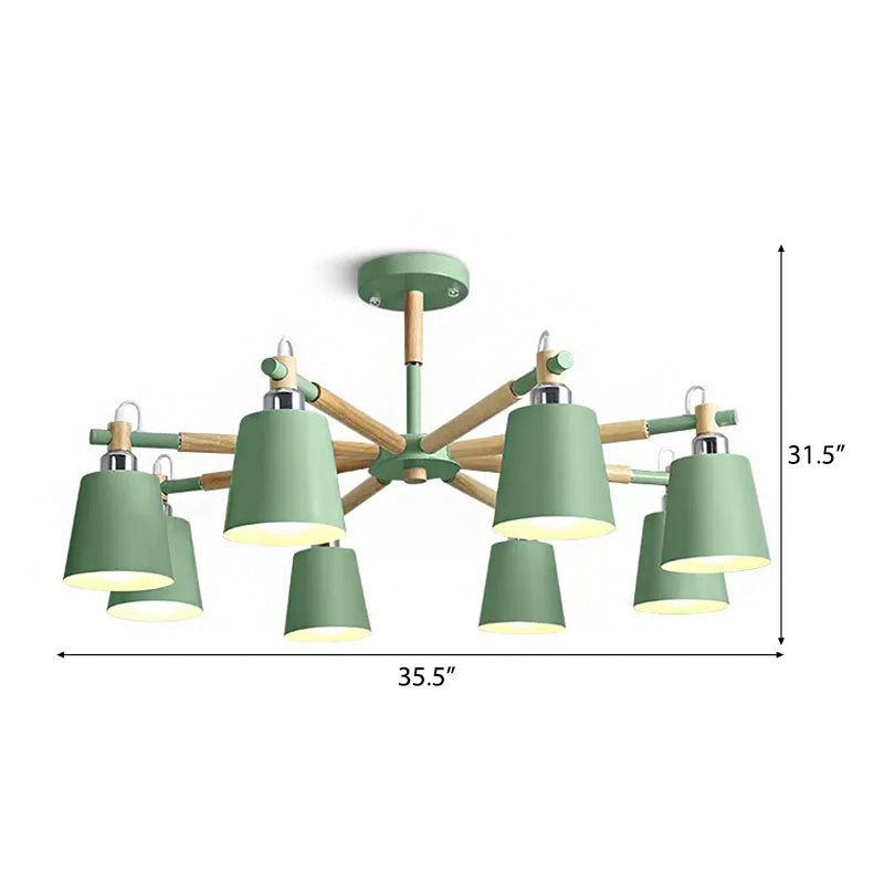 8-Head Metal Chandelier: Stylish Bucket Shape, Ideal for Living Room and Restaurant