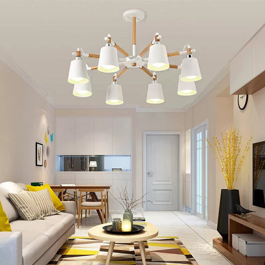 8-Head Metal Chandelier: Stylish Bucket Shape, Ideal for Living Room and Restaurant