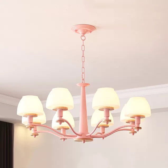 Stylish Macaron Pendant Light - 6-Head Metal Chandelier for Living Room
