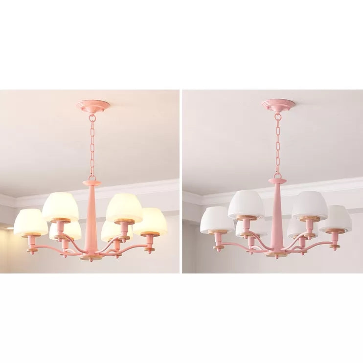 Stylish Macaron Pendant Light - 6-Head Metal Chandelier for Living Room