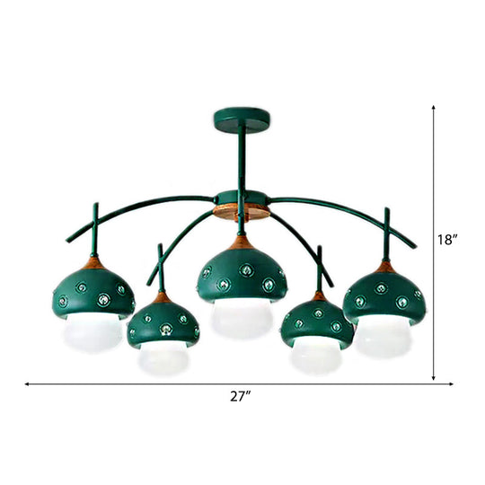 Cartoon Metal Mushroom Chandelier - 5-Head Kids Suspension Light for Bedroom, Perfect for Girls and Boys