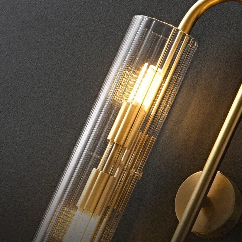 Lysandra Bed Side Copper Glass Wall Light – Where Sleek Design Meets Sophisticated Illumination