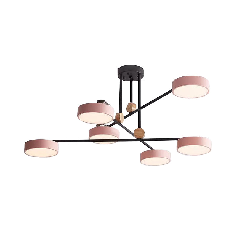 Acrylic 6-Light Macaron Chandelier with Round Shade - Perfect for Cafe Hanging Light