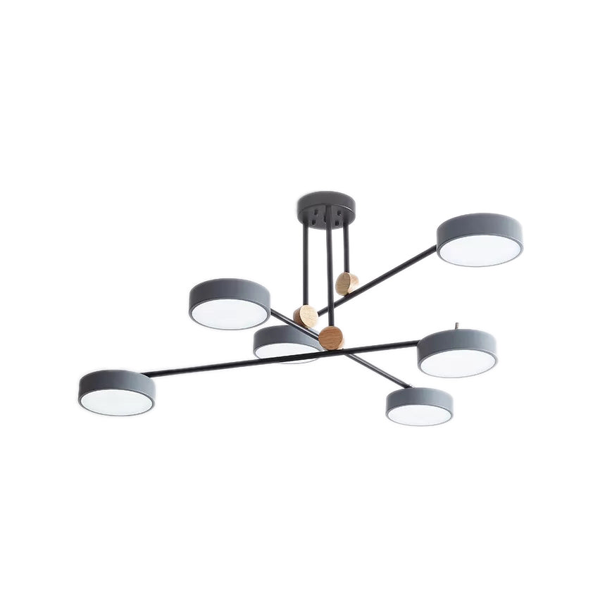 Acrylic 6-Light Macaron Chandelier with Round Shade - Perfect for Cafe Hanging Light