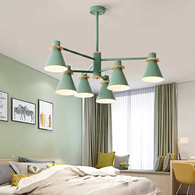 Modern Macaron Pendant Light: Stylish Metallic Chandelier for Child Bedroom