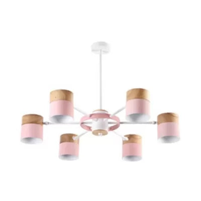 Modern Rotatable Metal Cylinder Chandelier: Macaron Style Ceiling Light for Nursing Room