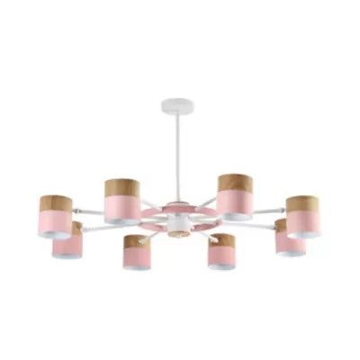 Modern Rotatable Metal Cylinder Chandelier: Macaron Style Ceiling Light for Nursing Room