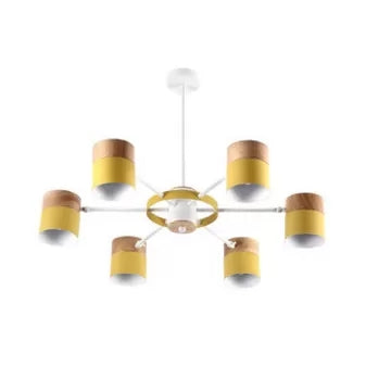 Modern Rotatable Metal Cylinder Chandelier: Macaron Style Ceiling Light for Nursing Room