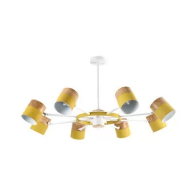 Modern Rotatable Metal Cylinder Chandelier: Macaron Style Ceiling Light for Nursing Room