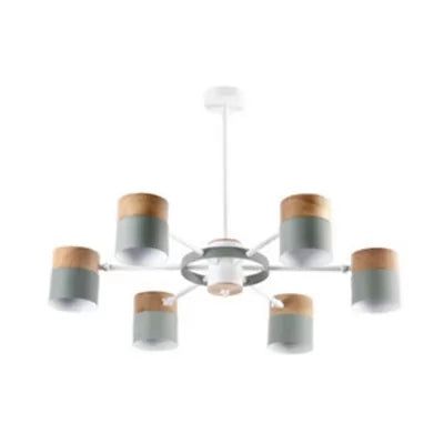 Modern Rotatable Metal Cylinder Chandelier: Macaron Style Ceiling Light for Nursing Room