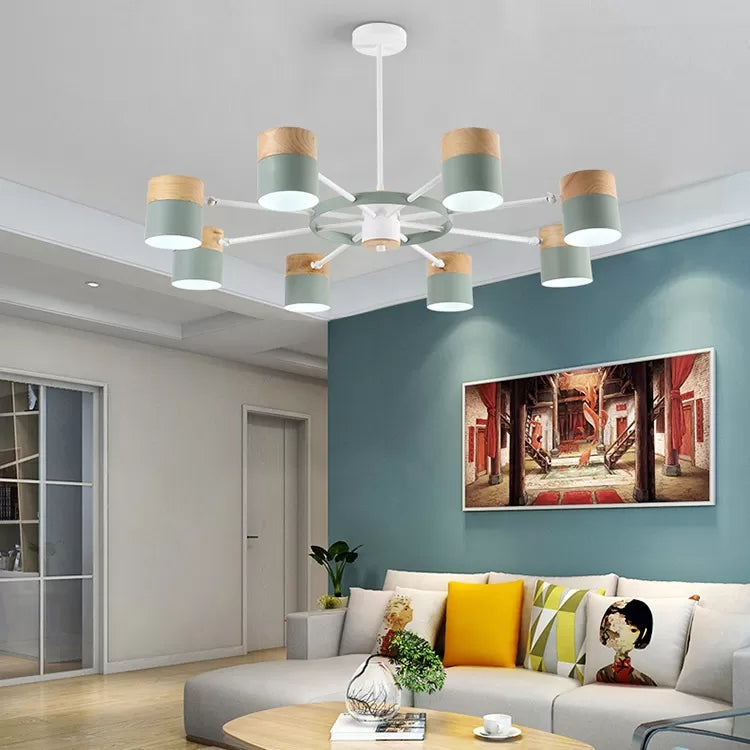 Modern Rotatable Metal Cylinder Chandelier: Macaron Style Ceiling Light for Nursing Room