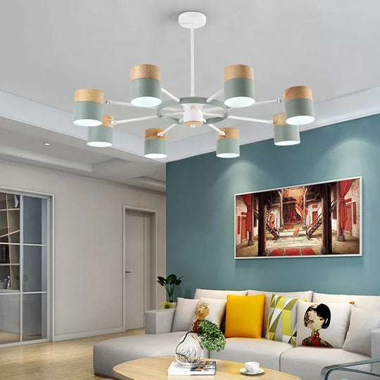 Modern Rotatable Metal Cylinder Chandelier: Macaron Style Ceiling Light for Nursing Room