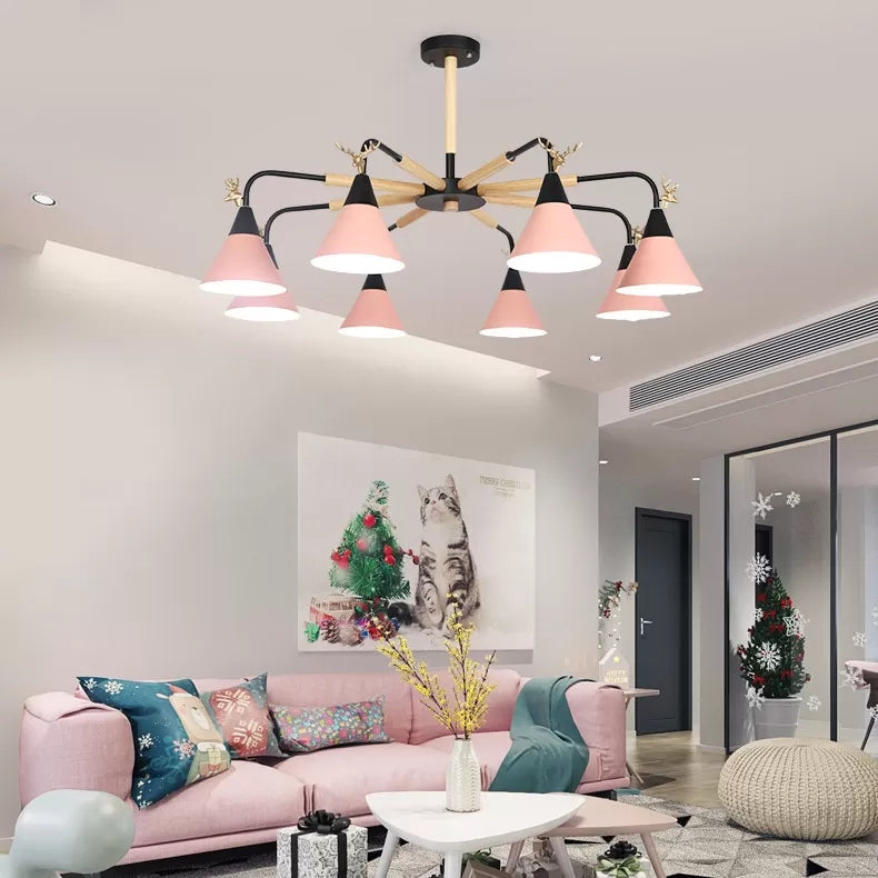 Deer Macaron Style Metallic Pendant Light for Child Bedroom
