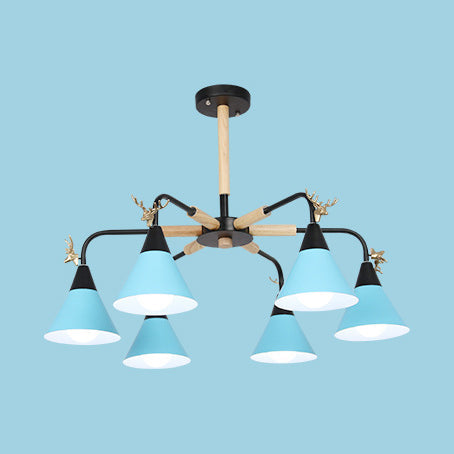 Deer Macaron Style Metallic Pendant Light for Child Bedroom