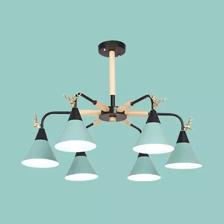 Deer Macaron Style Metallic Pendant Light for Child Bedroom