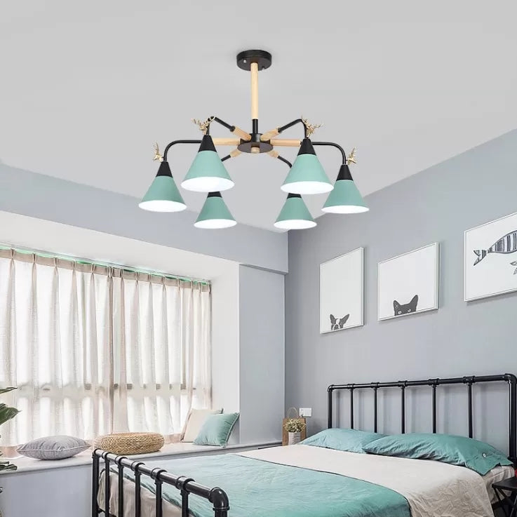 Deer Macaron Style Metallic Pendant Light for Child Bedroom