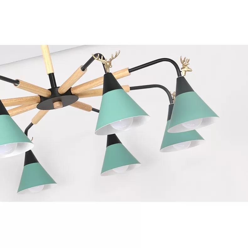 Deer Macaron Style Metallic Pendant Light for Child Bedroom