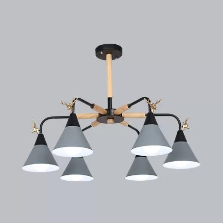 Deer Macaron Style Metallic Pendant Light for Child Bedroom