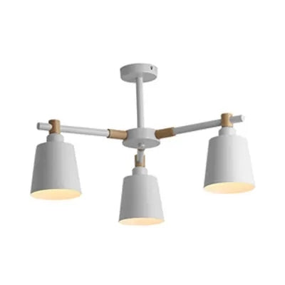 Nordic Style Multi-Head Chandelier for Game Room - Bucket Design with Metal Suspension Light