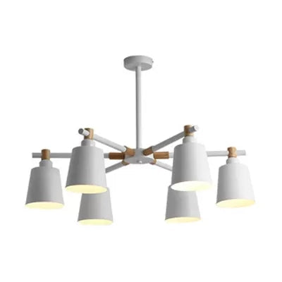 Nordic Style Multi-Head Chandelier for Game Room - Bucket Design with Metal Suspension Light