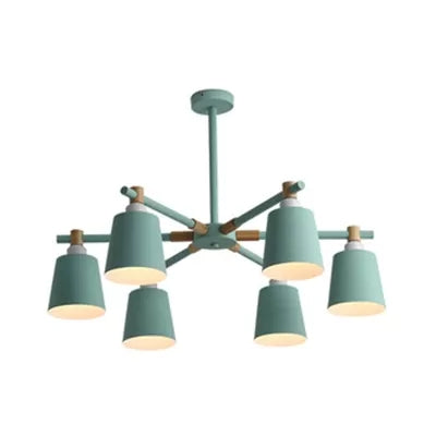 Nordic Style Multi-Head Chandelier for Game Room - Bucket Design with Metal Suspension Light