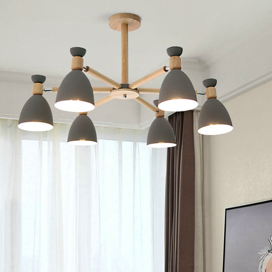 Nordic Stylish Metal Domed Hanging Light - Rotatable Chandelier for Study Room