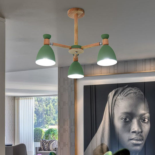 Nordic Stylish Metal Domed Hanging Light - Rotatable Chandelier for Study Room