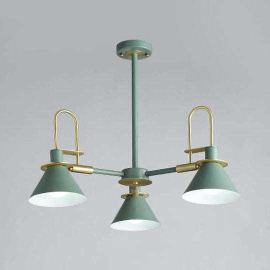 Macaron Loft Funnel Chandelier: Stylish Metal Suspension Light for Nurseries