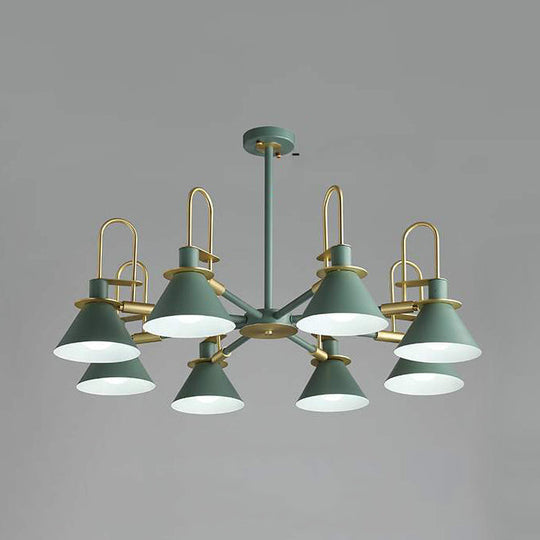 Macaron Loft Funnel Chandelier: Stylish Metal Suspension Light for Nurseries