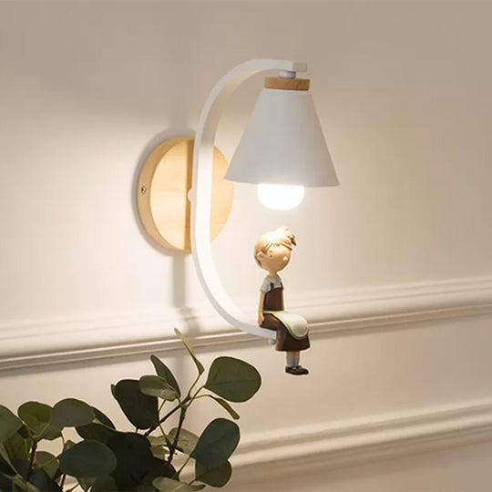 Metal Wall Sconce Light with Funnel Shade - Nordic Style, Ideal for Child Bedroom or Kitchen
