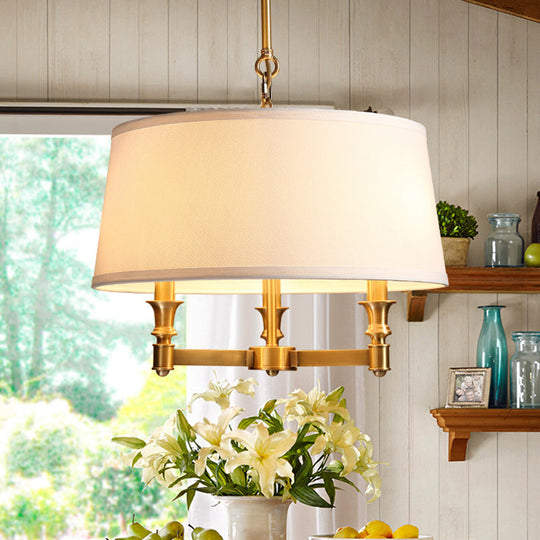 Traditional Drum Chandelier Light - White, 3 Lights - Ideal for Dining Room Pendant Lighting