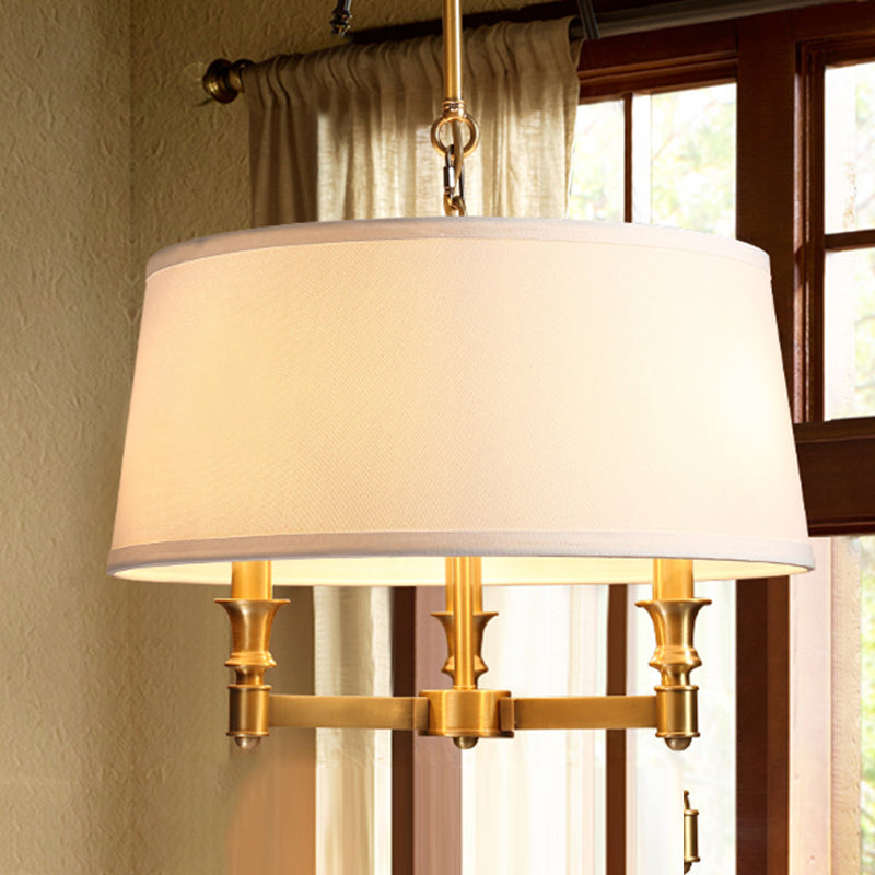 Traditional Drum Chandelier Light - White, 3 Lights - Ideal for Dining Room Pendant Lighting