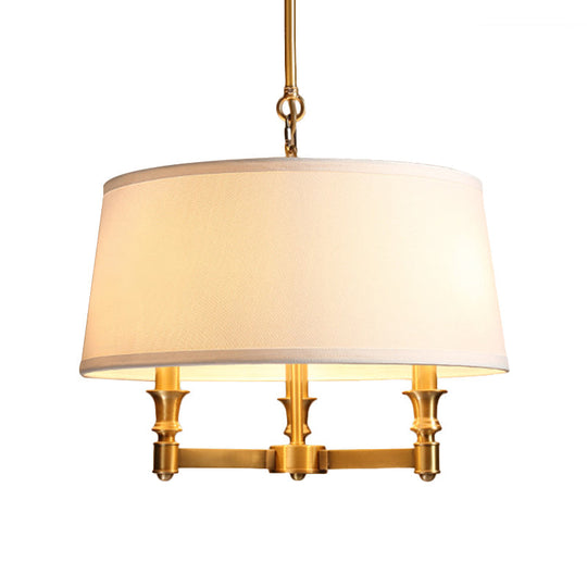 Traditional Drum Chandelier Light - White, 3 Lights - Ideal for Dining Room Pendant Lighting