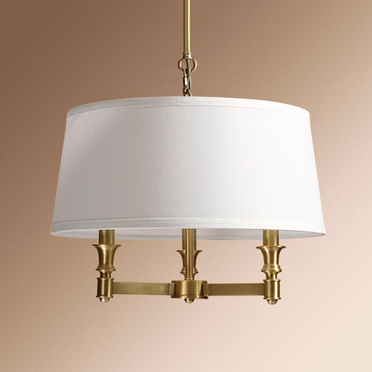 Traditional Drum Chandelier Light - White, 3 Lights - Ideal for Dining Room Pendant Lighting