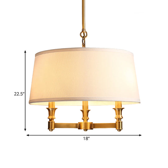 Traditional Drum Chandelier Light - White, 3 Lights - Ideal for Dining Room Pendant Lighting