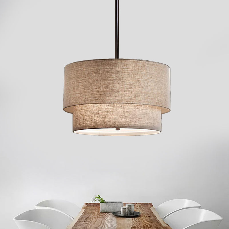 Traditional Layered Tier Chandelier - 3-Light Ceiling Light in Black/White/Flaxen, 16"/19.5"/23.5" Wide