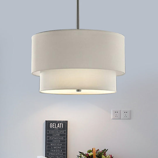 Traditional Layered Tier Chandelier - 3-Light Ceiling Light in Black/White/Flaxen, 16"/19.5"/23.5" Wide