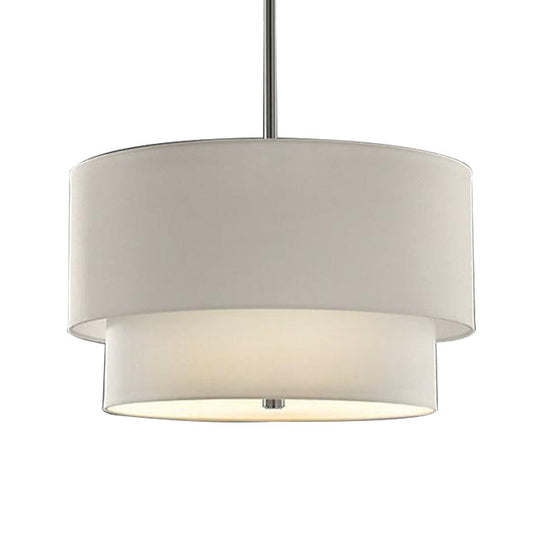 Traditional Layered Tier Chandelier - 3-Light Ceiling Light in Black/White/Flaxen, 16"/19.5"/23.5" Wide
