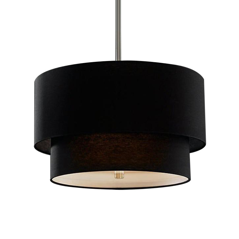 Traditional Layered Tier Chandelier - 3-Light Ceiling Light in Black/White/Flaxen, 16"/19.5"/23.5" Wide