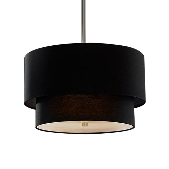 Traditional Layered Tier Chandelier - 3-Light Ceiling Light in Black/White/Flaxen, 16"/19.5"/23.5" Wide