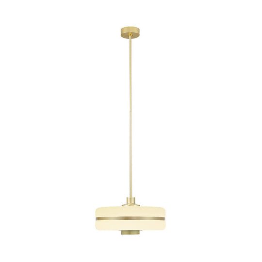 Postmodern White Glass Drum Pendant Light Fixture - 1 Light Bedroom Ceiling Hanging Light