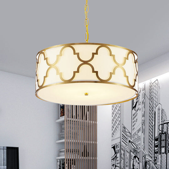 Drum Shade Chandelier Light - Nordic Style Ceiling Lamp for Dining Room - 3 Lights - Black/White/Blue - 16"/19.5"/23.5" Wide