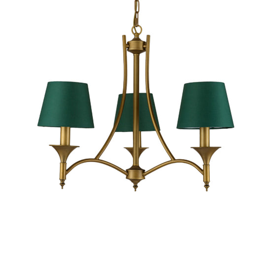 Green Cone Fabric Pendant Chandelier - Classic Bedroom Ceiling Fixture with 3/6/8 Lights