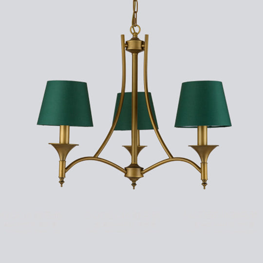 Green Cone Fabric Pendant Chandelier - Classic Bedroom Ceiling Fixture with 3/6/8 Lights