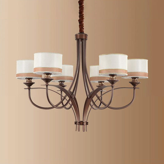 Classic Fabric Drum Chandelier - Light Tan Pendant Light for Living Room