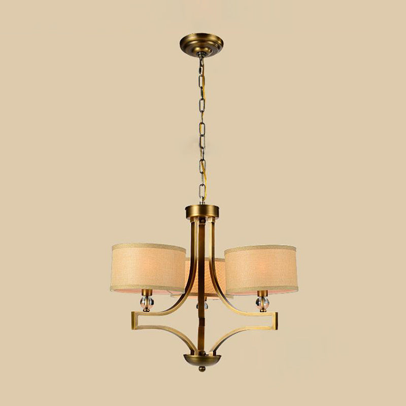Traditional Beige Fabric Drum Chandelier - 3/6 Light Ceiling Fixture for Living Room