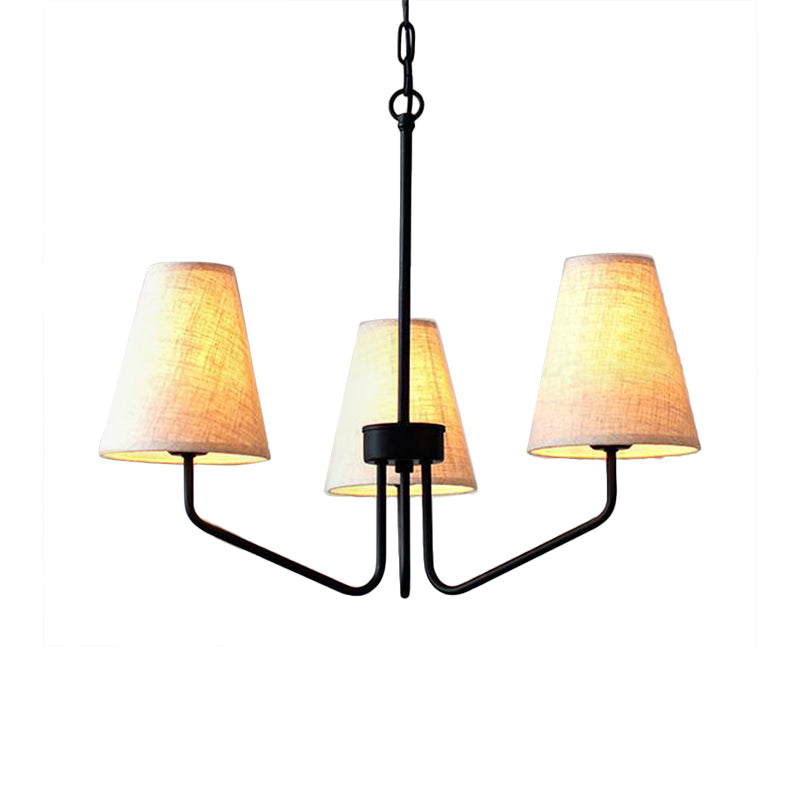 Traditional Fabric Conical Hanging Chandelier with 3/5/6 Lights - Flaxen Pendant Light for Living Room