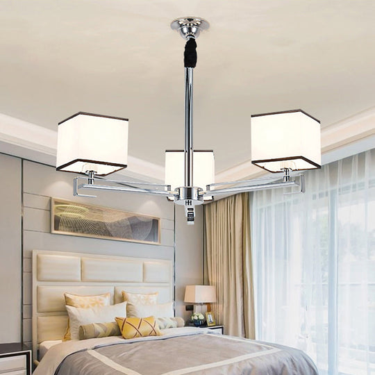 Classic Fabric White Pendant Lamp with Square Design - 3/6/8 Lights - Ideal for Bedroom Chandelier Fixture