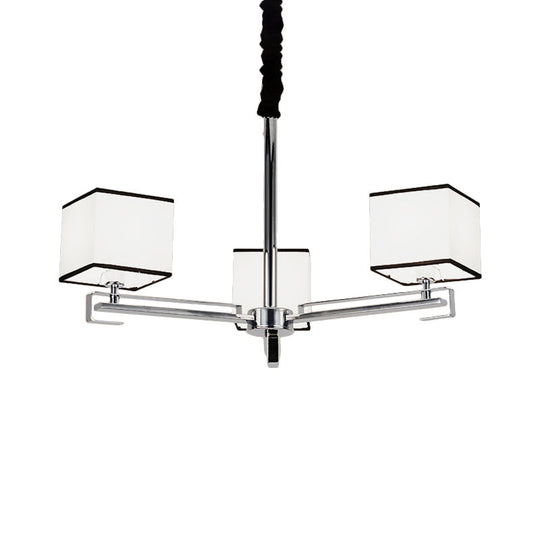 Classic Fabric White Pendant Lamp with Square Design - 3/6/8 Lights - Ideal for Bedroom Chandelier Fixture